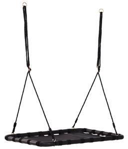 Altalena a Nido da Giardino Rettangolare con Anelli per Bambini Nero 100x76x4 cm