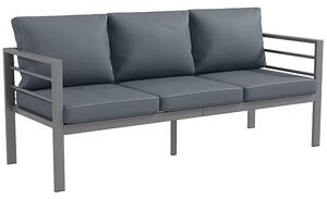Outsunny Divano da Giardino 3 Posti con Cuscini per Seduta e Schienale, in Alluminio, 185x66x64 cm, Grigio|Aosom