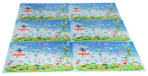 Tappeto Puzzle per Bambini Disegno Fantasia 24 Tessere 61.5x61.5 cm