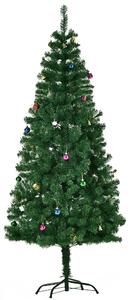 Albero di Natale Artificiale 180 cm Palline e Decorazioni in PVC Ferro