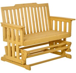 Outsunny Panchina a Dondolo Terrazza 2 Posti, Legno Naturale con Braccioli, 124x76x95cm - Legno Naturale|Aosom