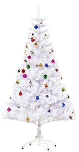 Albero di Natale Artificiale 150 cm 680 Rami Addobbato Bianco