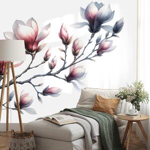 Carta da parati – Magnolie delicate su sfondo bianco
