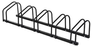 Rastrelliera Portabici 5 Posti in Acciaio 130x33x27 cm Nera