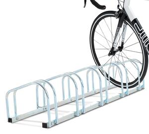 Rastrelliera Portabici 5 Posti in Acciaio 130x33x27 cm Argento