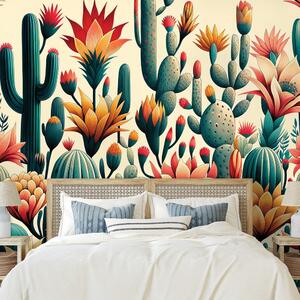 Carta da parati – Cactus colorati nel deserto