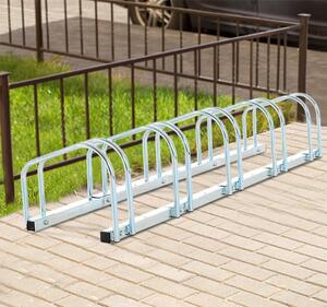 Rastrelliera Portabici 5 Posti in Acciaio 130x33x27 cm Argento