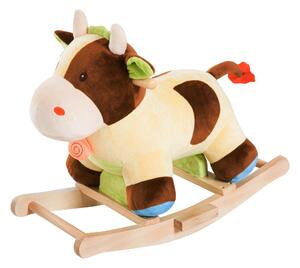 Mucca a Dondolo per Bambini in Peluche e Legno