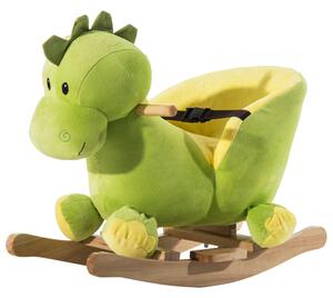 Drago a Dondolo per i Bambini in Legno Verde e Giallo