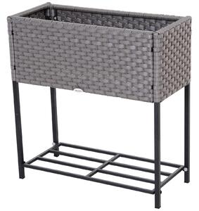 Fioriera in Metallo e Polietilene Effetto Vimini 70x30x72 cm Grigio