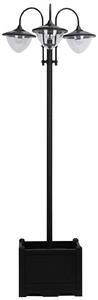 Lampione a Led da Esterno 3 Lampade 60x55x189 cm a Pannelli Solari Nero