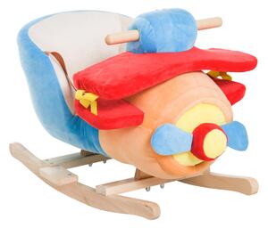 Aeroplano a Dondolo per Bambini in Peluche e Legno Massello