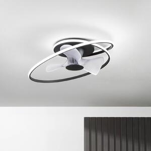 INTEC Ventilatore da soffitto LED Storm, bianco/nero, Ø 77 cm CCT, silenzioso dimmerabile, Nero, Soggiorno / Sala da pranzo, Metallo, Moderno