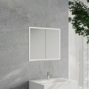Specchio da bagno a cubo Kronenbach 2.0, da incasso, 80 cm, con 2 ante