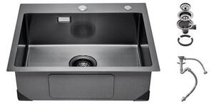 Lavello da cucina in acciaio inox 68x45x19 cm - lavello a vasca singola per cucine moderne - resistente e funzionale
