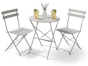 Set di mobili ORION per balcone: tavolo rotondo e 2 sedie in grigio chic