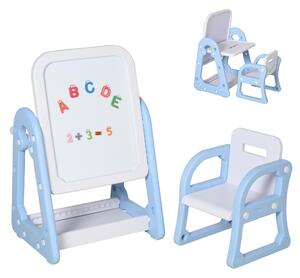 Lavagna Magnetica per Bambini con Sedia Numeri Lettere Bianca e Blu