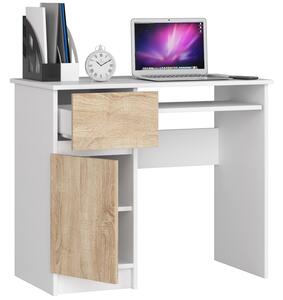 Scrivania per PC AKORD PIKSEL sinistra Fronte bianco Rovere Sonoma L90 x H77 x P50 cm