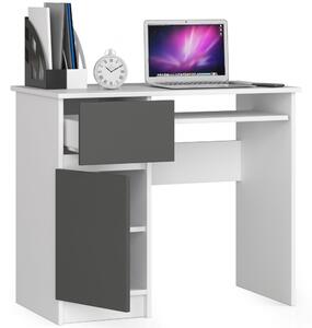 Scrivania per PC AKORD PIKSEL sinistra Bianco anteriore Grigio grafite L90 x H77 x P50 cm