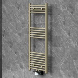 Asciugamani radiante LuxeBath, 500x1200 mm, con valvola universale, radiatore per bagno con attacco centrale, asciugamani radiante, porta asciugamani per bagno, color beige