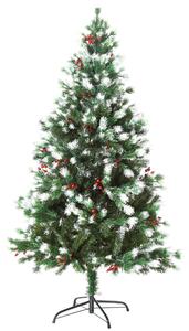 Albero di Natale Artificiale Innevato 150 cm 554 Rami con Bacche Rosse Pino Verde