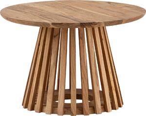 WOHNLING Tavolino da salotto 60x60x40 cm in legno massello di acacia marrone chiaro Tavolino rotondo di design Tavolino da salotto con struttura a griglia Tavolino da salotto moderno