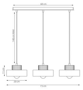 Lampadario a sospensione KIVI 3xE27/15W/230V bianco
