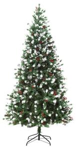 Albero di Natale Artificiale Innevato 210 cm 1172 Rami con Bacche Rosse Pino Verde