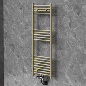 Asciugamani radiante LuxeBath, 500x1200 mm, con valvola a pavimento, radiatore per bagno con attacco centrale, asciugamani elettrico, porta asciugamani per bagno, color beige