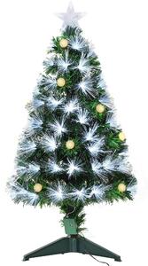Albero di Natale Artificiale 90 cm 90 Rami con Luce LED Fibre Ottiche Pino Verde