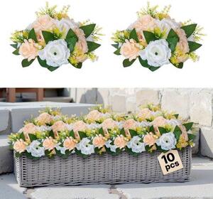 Composizioni di fiori artificiali in colore champagne - Palline di fiori 24x24x12cm - Composizioni di fiori decorative per la casa e gli eventi