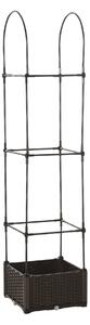 Fioriera da Giardino 40x40x175 cm con Vaso e Griglia per Rampicanti Marrone