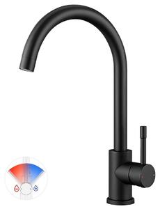 Rubinetto da cucina monocomando - Girevole a 360 gradi - Arco alto - Acciaio inossidabile - Nero
