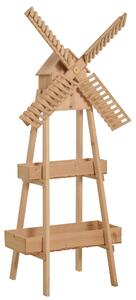 Fioriera da Giardino con Mulino 80x44x154 cm in Legno Naturale