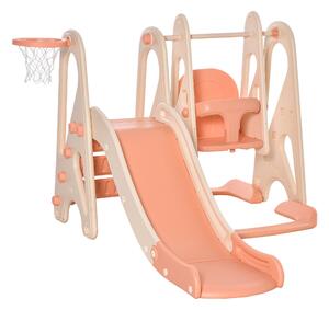 Scivolo per Bambini 158x117x97 cm con Altalena e Canestro Beige
