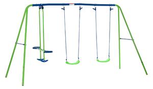 Altalena da Giardino 4 Posti 280x140x178 cm con Cavallina Blu e Verde