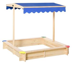 Sabbiera da Esterno con Tettuccio Parasole 120x120x120 cm in Legno Blu
