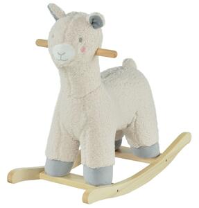 Cavallo a Dondolo per Bambini in Legno e Peluche Alpaca Crema