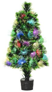 Mini Albero di Natale Artificiale 55 cm 40 Rami 40 Luci Fibre Ottiche Colorate Verde