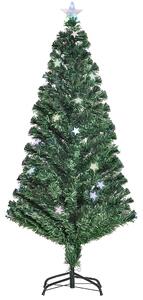 Albero di Natale Artificiale 150 cm 180 Rami 36 Luci LED e Fibre Ottiche Colorate Verde