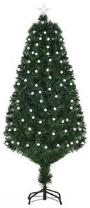 Albero di Natale Artificiale 150 cm 170 Rami con Luci LED e Fibre Ottiche Colorate Verde