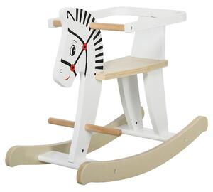 Cavallo a Dondolo per Bambini 68x26,5x48 cm in Legno Bianco