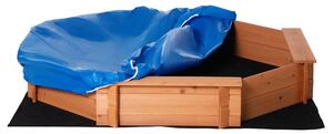 Sabbiera da Esterno in Legno 39.5x139.5x21.5 cm con Sedili e Copertura Rosso