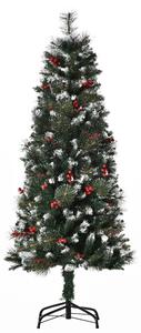 Albero di Natale Artificiale Innevato 150 cm 360 Rami con Bacche Verde