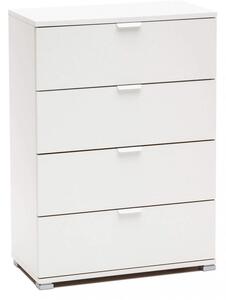 Cassettiera 4 Cassetti Bianca 60x38x85 h cm in Truciolare bilaminato Bianco