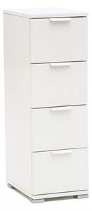 Cassettiera 4 Cassetti Bianca 27x38x85 h cm in Truciolare bilaminato Bianco