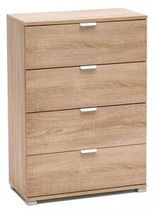 Cassettiera 4 Cassetti Naturale 60x38x85 h cm in Truciolare bilaminato Marrone chiaro