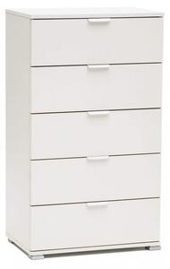Cassettiera 5 Cassetti Bianca 60x38x103 h cm in Truciolare bilaminato Bianco