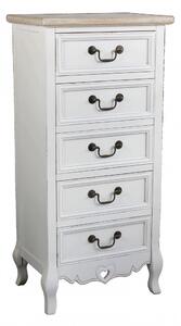 Cassettiera Cuore 5 Cassetti 44x29x91 h cm in Legno di paulownia Bianco