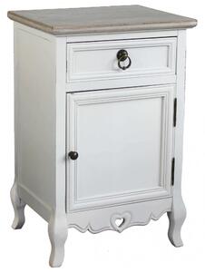 Cassettiera Cuore 1 Cassetto 1 Anta 44x34x68 h cm in Legno di paulownia Bianco